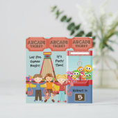 Three Kids Arcade Birthday Party Invitation (Debout devant)