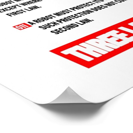 THREE LAWS OF ROBOTICS POSTER (Hoek)