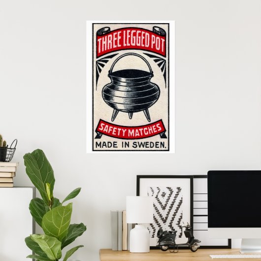 Three Legged Pot - Matchbox Print - Aesthetic Wall (Thuiskantoor)