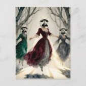 Three levitating women vintage telephone heads briefkaart (Voorkant)
