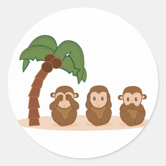 Three little monkeys - três macaquinhos ronde sticker (Voorkant)