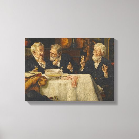 Three Men Dining Canvas Afdruk (Voorkant)