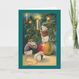 Three Mice Vintage Christmas Kaart