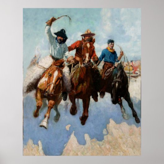 “Three Montana Cowboys” door W Herbert Dunton Poster (Voorkant)