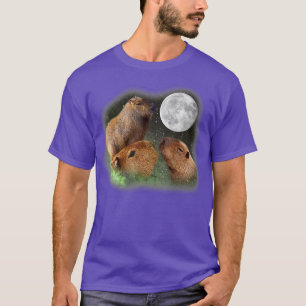 Three Moon Capybaras Funny Cute Animal Parody Pun T-shirt