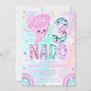 Three Nado Rainbow Glitter 3e verjaardagsfeestje Kaart