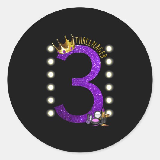 Three-nager MUA Princess Verjaardag Sticker (Voorkant)