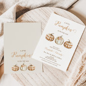 Three Orange Plaid Little Pumpkin Baby Shower  Kaart