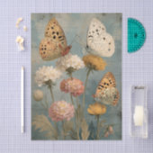 Three Painterly Butterflies Perched on Flowers Tissuepapier (Craft)