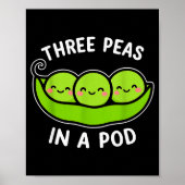 Three Peas In A D Cute Kawaii Funny  Poster (Voorkant)
