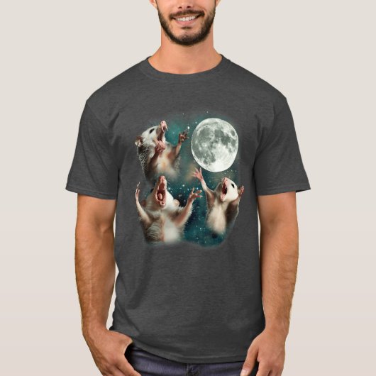 Three Possum Moon 3 Opossum Funny Weird Cursed Mem T-shirt (Voorkant)