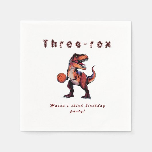 Three-Rex basketball Dino birthday   Servet (Voorkant)