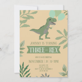 Three-Rex Birthday Invitation Kaart