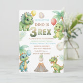 Three-Rex Birthday Invitation with Maze Invitation Kaart (Staand voorkant)