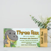 Three Rex Boy 3rd Birthday Ticket Kaart (Staand voorkant)