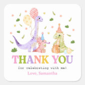 Three Rex Dinosaur Birthday Vierkante Sticker (Voorkant)