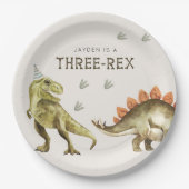 Three-Rex Dinosaur T-rex 3rd Birthday Papieren Bordje (Voorkant)