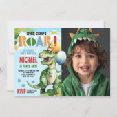 Three-Rex Dinosaurus Verjaardagsfeestfoto Kaart (Voorkant)