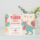 Three Rex Invitation Boy. Dinosaur 3rd Birthday (Debout devant)