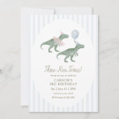 Three-Rex Twins Birthday Invitation (Devant)