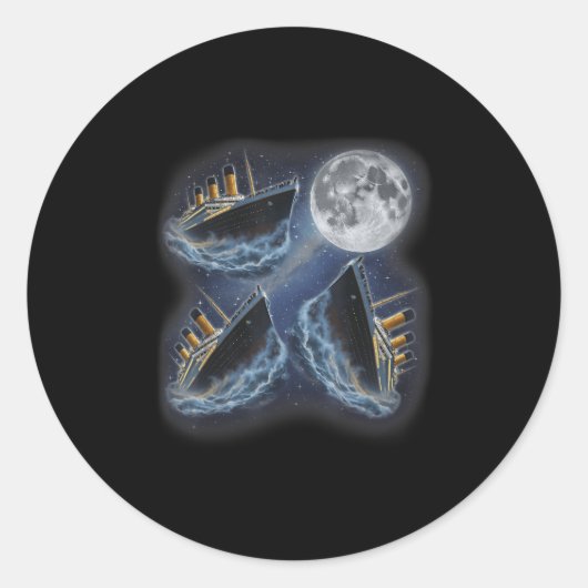 Three Rms Titanic Moon 3 Howling At Moon Funny Wei Ronde Sticker (Voorkant)