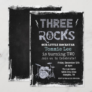 Three Rocks Rockstar Drumstel 3e Verjaardag Kaart