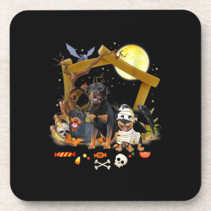 Three Rottweiler Dogs Halloween Dog Halloween Gift Bier Onderzetter