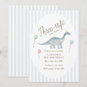 Three-rrific Dinosaur Birthday Invitation (Devant / Derrière)