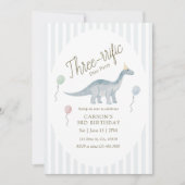 Three-rrific Dinosaur Birthday Invitation (Devant)