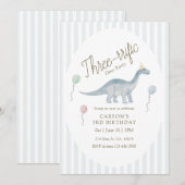 Three-rrific Dinosaur Birthday Invitation (Devant / Derrière)
