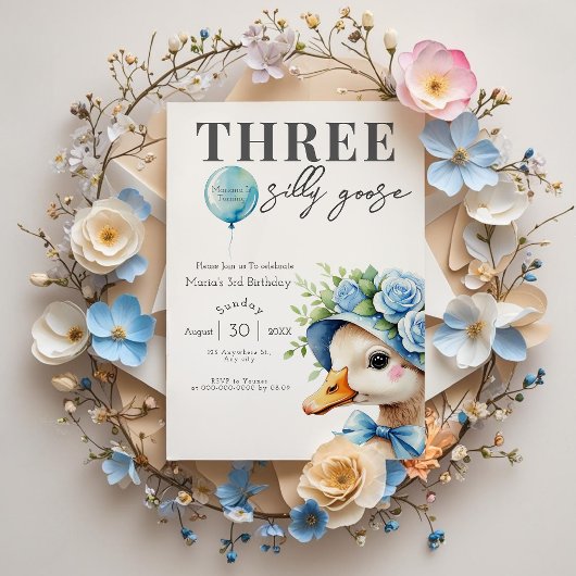 Three Silly Goose Boy 3rd Birthday  Invitation