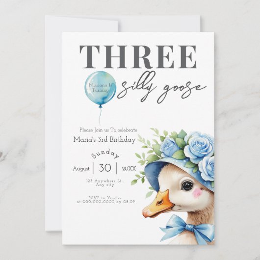 Three Silly Goose Boy 3rd Birthday  Invitation (Devant)