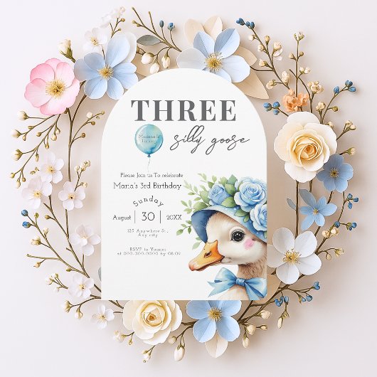 Three Silly Goose Boy 3rd Birthday  Invitation Kaart