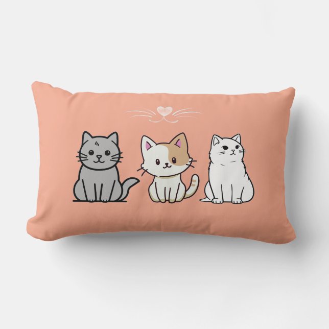 Three Sitting Cats Illustrations Kussen (Voorkant)