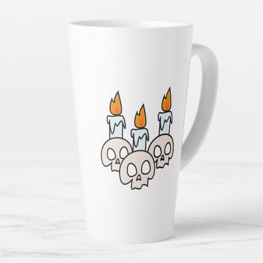 Three Skulls with Burning Candles Latte Mok (Rechterhoek)
