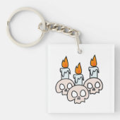 Three Skulls with Burning Candles Sleutelhanger (voorkant)