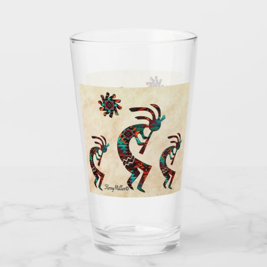 Three Southwest Kokopelli Glas (Achterkant)