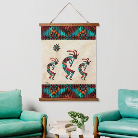 Three Southwest Kokopelli Hangend Wandkleed (Woonkamer)