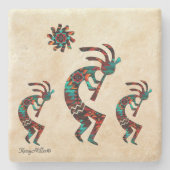 Three Southwest Kokopelli Stenen Onderzetter (Voorkant)