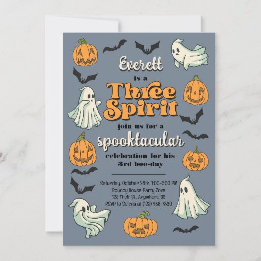 Three Spirit Ghost Derde Halloween Herfst Verjaard Kaart (Voorkant)