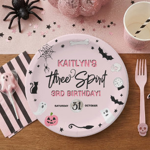 Three Spirit! Meisjes Halloween 3e Verjaardagsfees Papieren Bordje