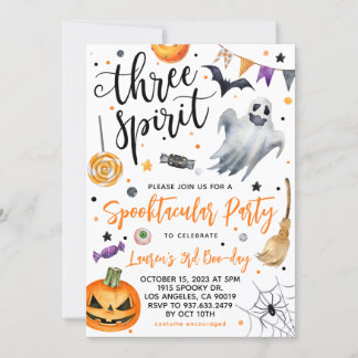 Three Spirit Spooky Halloween Verjaardagsuitnodigi Kaart
