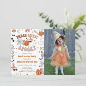 Three Spirit Spooky Leuke Groovy Halloween Foto Kaart (Staand voorkant)