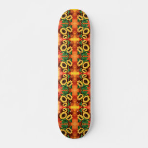 Three Sunflowers Painting Skateboard
