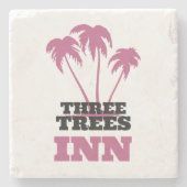 Three Trees Inn (zwart) Stenen Onderzetter (Voorkant)