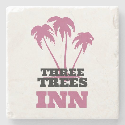 Three Trees Inn (zwart) Stenen Onderzetter (Voorkant)