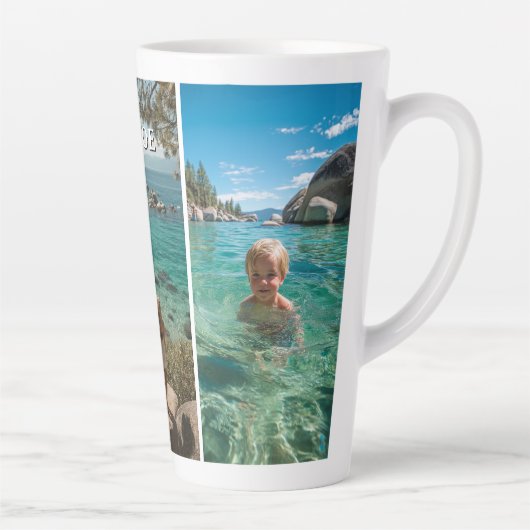 Three Vertical Strip Boho Photo Latte Mok (Rechts)