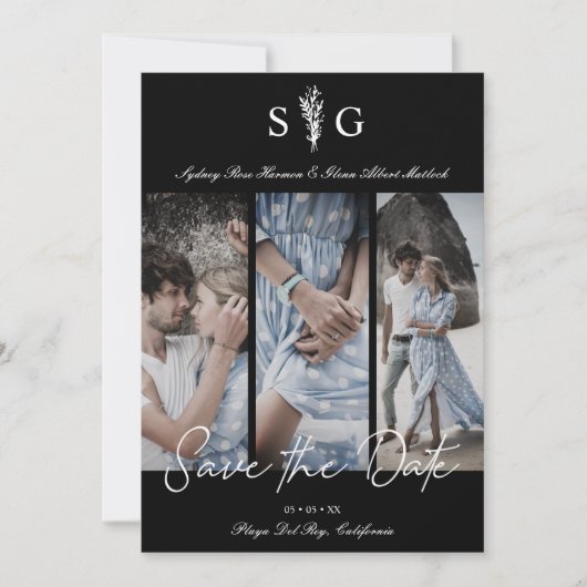 Three Wedding Photo Collage Engagement Session Save The Date (Voorkant)