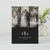Three Wedding Photo Collage Many Thanks Quote Bedankkaart (Staand voorkant)
