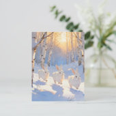 Three White Winter Rabbits Briefkaart (Staand voorkant)